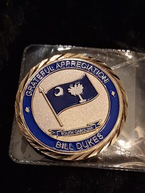 Commemorative South Carolina Challenge Coin - Blue and Gold